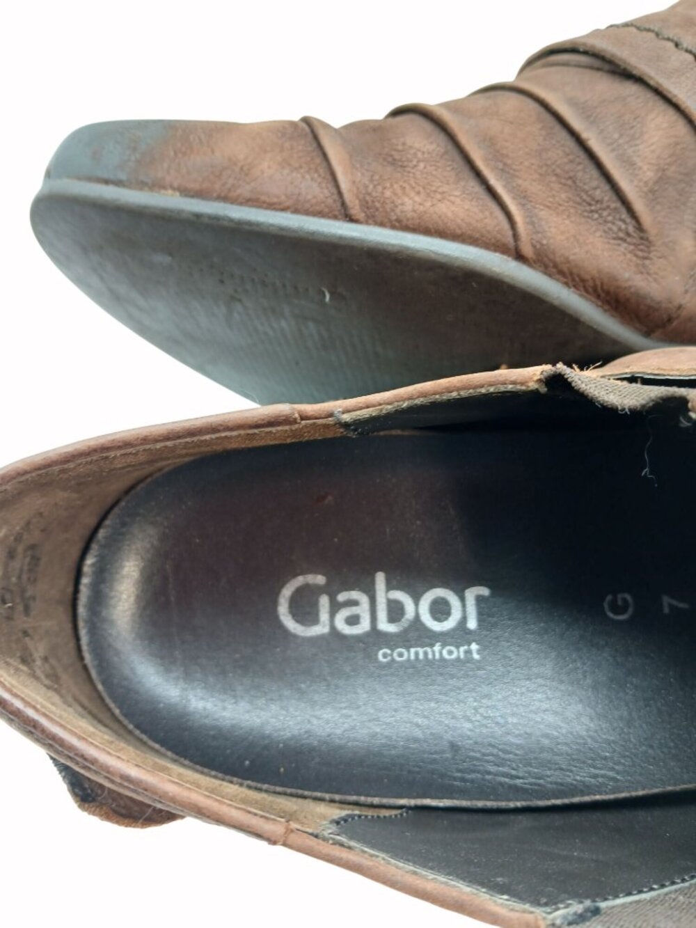 Gabor Comfort Brown Leather Pleated Low Boots Shootie Shoes UK 7 USA Booties - Picture 6 of 16
